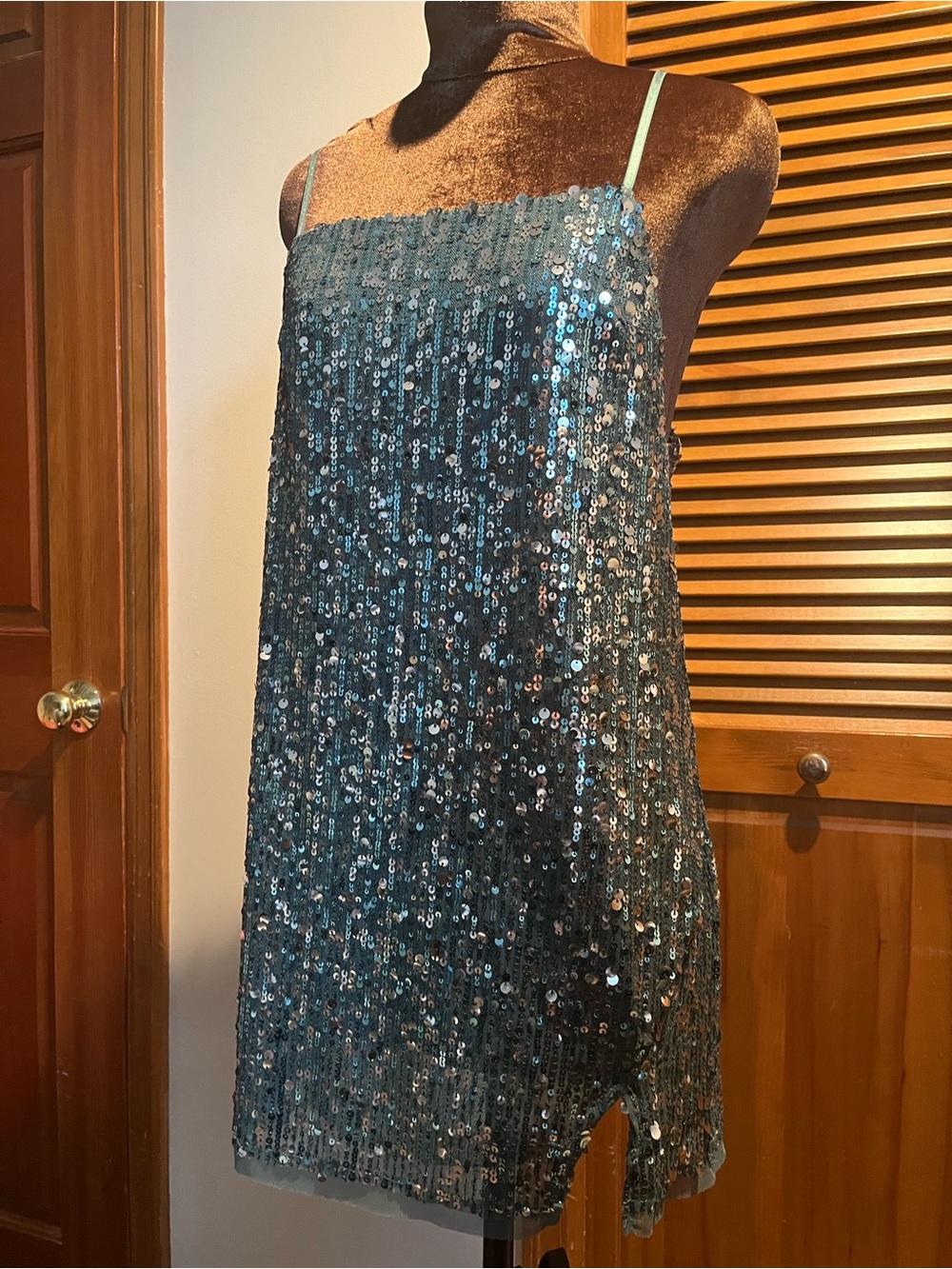 NWT Free People Sequin Mini Dress in Teal
